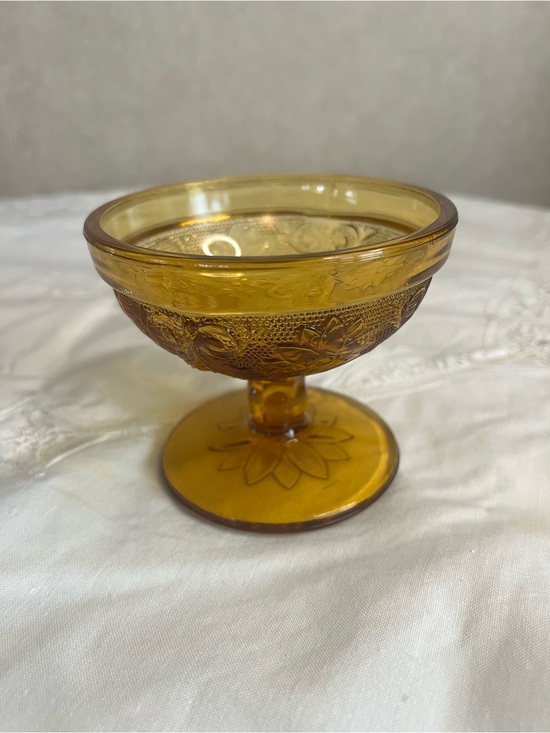 Vintage Amber Indiana Glass Tiara Sandwich Fairy Lamp Base
